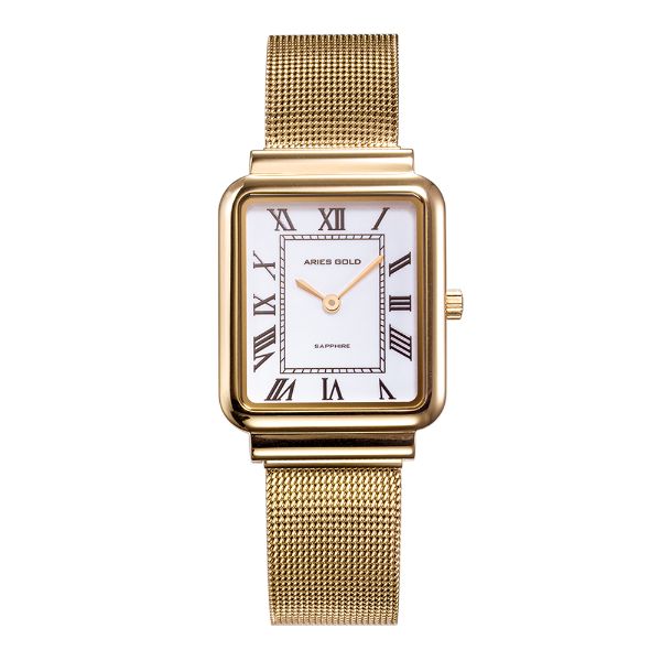 ARIES GOLD ENCHANT ISABELLA GOLD STAINLESS STEEL L 5032Z G-W MESH STRAP WOMEN'S WATCH
